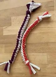 Bundle Of 2 Medium 8 Inch Square Knotted Cotton Dog Tug toys