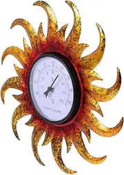 NOLITOY Wall Mounted Sun Shaped Outdoor Temperature Thermometer for Home Decor Creative Design Accurate Temperature Readings for Gardens and Patios