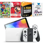 Nintendo Switch White OLED + Mario Party Superstars Game + $20 eShop Gift Card