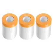 3 Rolls Pre-Taped Masking Film 21.7"x65.6ft Tape and Drape Plastic Drop Cloth