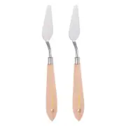 2pcs No.10 Painting Palette Knives Stainless Steel Spatula Beech Wood Handle