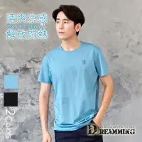 在飛比找momo購物網優惠-【Dreamming】潮流昆蟲圓標字母萊卡彈力圓領短T 親膚