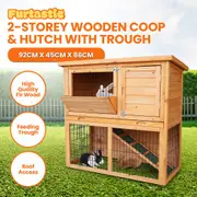 Furtastic 2-Storey Chicken Coop & Rabbit Hutch With Feeding Trough and Ramp in Fir Wood