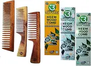 UPASKAR WOOD WORKS Neem Wood Dual, Wide & Fine Teeth Comb Combo Pack Enriched with Pure Neem Oil for Daily Hair Care and Scalp Oil Massage (Combo of 3 Dual,Wide & Fine teeth Combs)