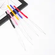 Micro Beads Pulling Loop Hook Tools Hair Extension Threader with Plastic Handle