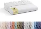 100% Cotton Percale Fitted Sheet, Queen Size, White, 1 Deep Pocket Fitted Sheet,