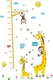 KAILIKETIY Height Sticker with Funny Cartoon Characters Removable Wall Decal for Nursery Decor Amusing Growth Chart Wall Decoration for Boys and Material Easy to Apply
