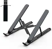 Laptop Stand for Desk, Adjustable Laptop Riser ABS+Silicone Foldable Portable Laptop Holder, Ventilated Cooling Notebook Stand for MacBook Pro Air, Lenovo, Dell, HP, More 10-15.6” Laptops,Tablet-Black