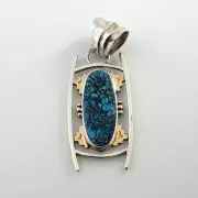 Rare One of a Kind Navajo Sterling Silver Turquoise Handmade Pendant Signed
