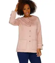 NEW Bob Mackie Wearable Art Rose Gold Pink Faux Suede Snap Front Jacket Large