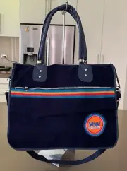 Vintage Promo VIVA HOLIDAYS Travel Bag Navy Blue Canvas & Vinyl Trim w Strap NEW