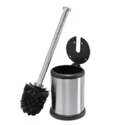 Self-Closing Lid Stainless Steel Toilet Brush with Holder NEW