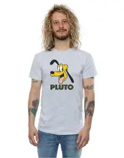 Disney Men's Pluto Face T-Shirt Heather Grey Medium