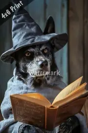 Australian Cattle Dog in a wizard costume with a spellbo 4x6 Print