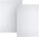 Luxury Cotton Bath Mat Set - Absorbent Spa Shower Mats, 2 Pack, White