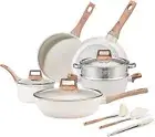 12Pcs Pots and Pans Set Nonstick Cookware Sets White Granite Induction Cookwar