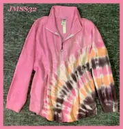 Victoria's Secret Pink Ombre Tie Dye Varsity Half Zip Pullover Bubblegum L XL