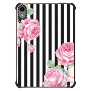 iPad mini (6th gen) iPad Impact Case Black white blush pink watercolor floral stripes