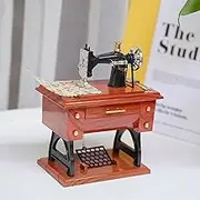Vintage Mini Sewing Machine Music Box, Retro Clockwork Classical Treadle Sewing Machine Music Box Table Desk Mechanical Clockwork Music Box for Home Decor for Mother's Day Table Desk Decoration