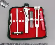 FIBER OPTIC Otoscope Tuning Fork C128 Reflex Hammer Diagnostic SET WHITE DG-12