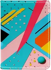 [CWAGFEQZ] Passport Holder,Passport Wallet,Passport and Vaccine Card Holder Combo,Colorful Abstract Geometric Pattern