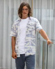 [Rip Curl] Rip Curl Men's Fun Times Short Sleeve Shirt in Vintage White Size Large L Vintage White