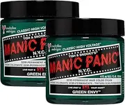 MANIC PANIC Classic Green Envy Semi Permanent Hair Color - Emerald Green Hair Dye for Women & Men That Lasts 4-6 Weeks - Vegan, Ammonia & Cruelty-Free - Create & Mix Custom Shades (4oz / 2pk)