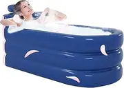 Blow Up Bathtub,Foldable Hot Water Bath Tub | Portable Ice Pod Cold Tub Soaking Bathing Tub with Headrest Lumbar Support Side Storage Pocket for Adults Family SPA Tub
