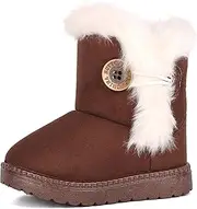 [Femizee] Girls Boys Warm Winter Flat Shoes Bailey Button Snow Boots(Toddler/Little Kid)