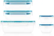 Snapware Total Solution 10-PC Mixed Sizes Plastic Food Storage Containers Set with Lids, Meal Prep Food Containers, BPA-Free Lids with Locking Tabs