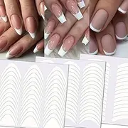 TailaiMei 36 Sheets 1368 Pieces French Manicure Nail Art Stickers, 3 Designs Self-Adhesive Nail Tips Guides for DIY Decoration Stencil Tools (3 Moon Shape Design, 36 Sheets)
