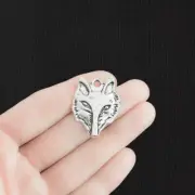 4 Wolf Charms Antique Silver Tone Stunning Detail - SC1736