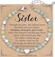 [NatuBeau] Gifts for Teen Girls, Moonstone Beaded Bracelets with Gift Card, Inspirational Christmas Birthday Graduation Galentines Day Gifts for Daughter Granddaughter Niece Sister Bestie