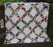 Handcrafted Another Irish Chain Quilt, 54" x 69", Throw, Bed Cover, Dorm