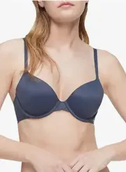 Calvin Klein Perfectly Fit Lightly Lined Memory Touch T-Shirt Bra Blue Size 34C
