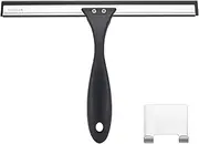 AouloveS Shower Squeegee for Bathroom Glass Doors,Rubber Window Cleaner Squeegee,All-Purpose with Hook Doors, Windows, Mirrors,Tiles and Car Glass, 10 Inches (10-Inch, Black) 10in