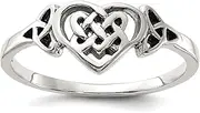 [JewelryWeb] 925 Sterling Silver Artisan Oxidized Love Heart With Celtic Knot Ring Size 6 Statement-Ring for Women
