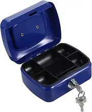 KALLORY Portable Metal Cash Box with Key Lock Small Lockable Money Holder for Coin Collection for Home Office and Travel