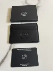 New Herschel Supply Co Street Style Leather Card Holder Mini Wallet RFID Black