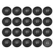 50Pcs Wooden Buttons 30mm 4 Hole Round Wood Sewing Button Craft, Black