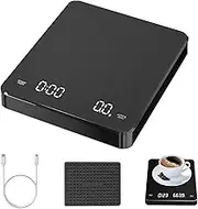 Coffee Scale with Timer, 5kg/0.1g High Precision Kitchen Scale, Pour Over Coffee Scale, Rechargeable Portable Drip Espresso Scale with Waterproof Insulation Pad (Black)