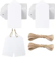 100 Pcs White Kraft Paper Blank Tags with String Wedding Favor Hang Tags with 66