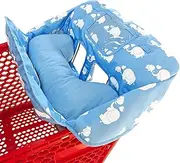 Soft Pillow Attached 2-in-1 Shopping Cart and High Chair Cover for Baby, Cotton Padded Cart Cover, Fold'n Roll Style, Portable with Carry Bag (Blue Elephant)