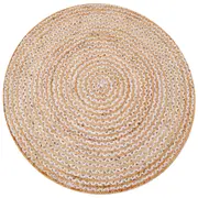 Hand Woven Natural Jute Rug- Chakra 1124-Natural/Ivory-120x120cm