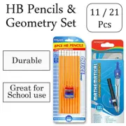 1 Set of Keyroad Geometry Box & Pencils HB With Erasers & Sharpers Set