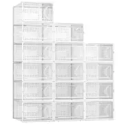 15 Pack Shoe Storage Boxes, Large Clear Plastic Stackable Shoe Organizer for ...