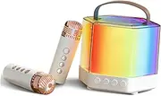 Vaguelly Mini Karaoke Machine Microphone Speaker Set for Boys and Girls Adults Portable for Family Birthday Parties Led Lights
