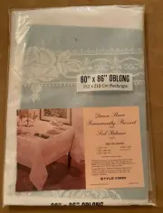 Devon Sheer 60 x 86" Tablecloth soil release dining sheer blue white style #500
