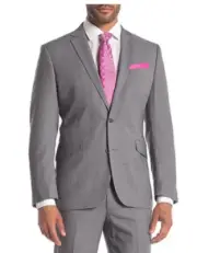 Kenneth Cole Reaction Light Grey Plaid Techni-Cole Blazer, 42L W35