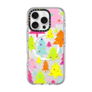 iPhone 16 Pro Clear Case MagSafe Compatible Bright Holiday Trees